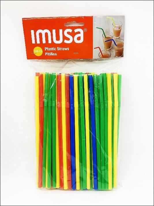 slide 1 of 1, IMUSA Plastic Straws, 100 ct