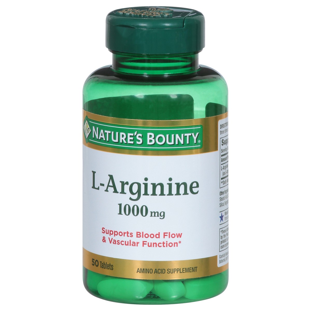 slide 3 of 9, Nature's Bounty L-Arginine Amino Acid Tablets, 50 Ct, 1 ct