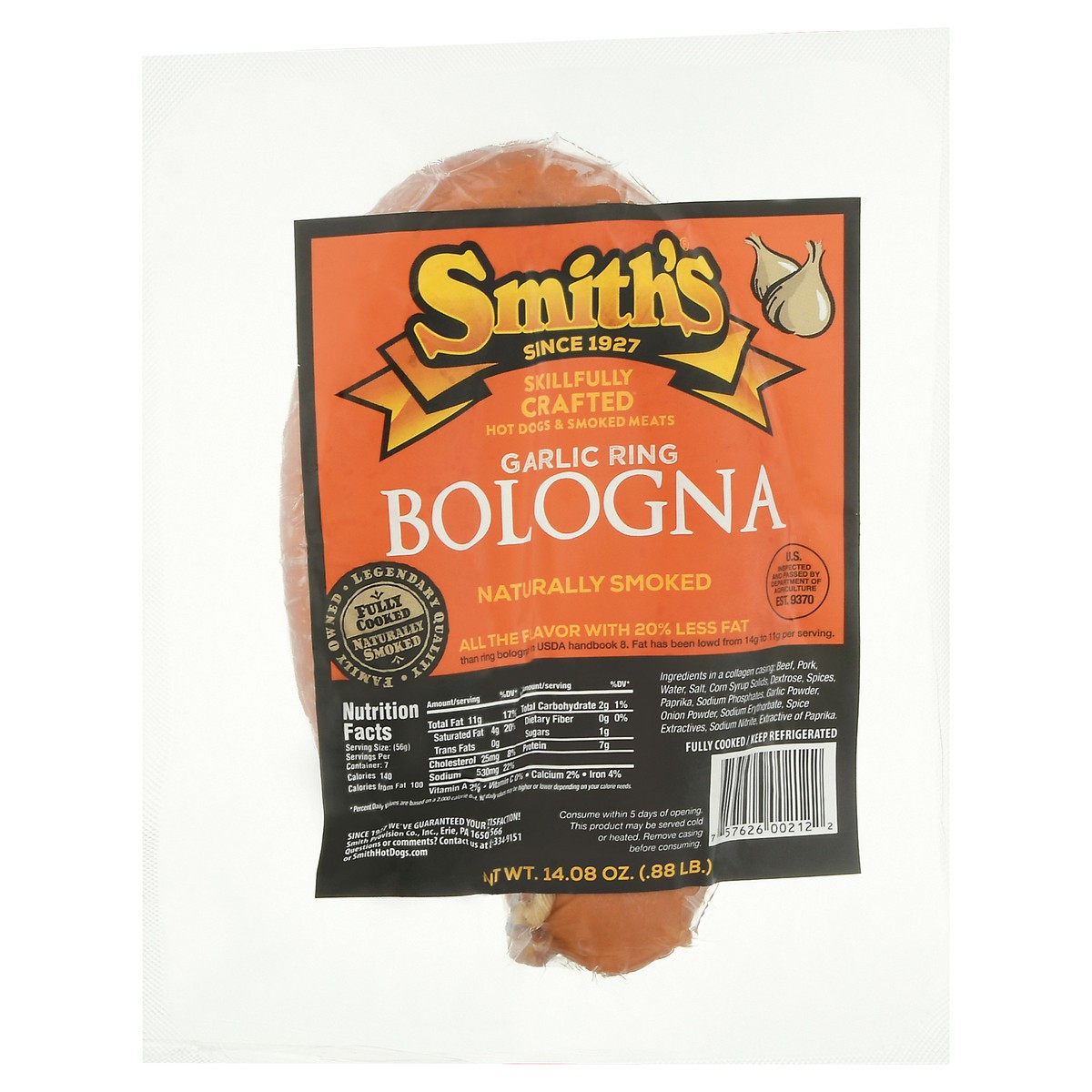 slide 8 of 9, Smith's Garlic Ring Bologna 14.08 oz Shrinkwrapped, 14.08 oz