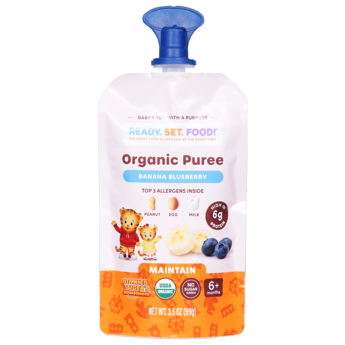 slide 8 of 15, Ready, Set, Food! Organic 6+ Months Banana Blueberry Puree 3.5 oz, 3.5 oz