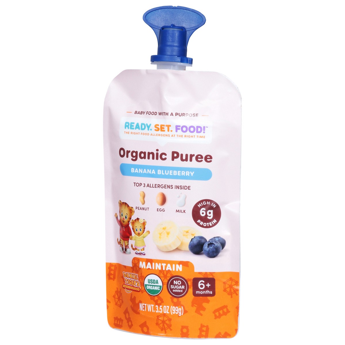 slide 7 of 15, Ready, Set, Food! Organic 6+ Months Banana Blueberry Puree 3.5 oz, 3.5 oz