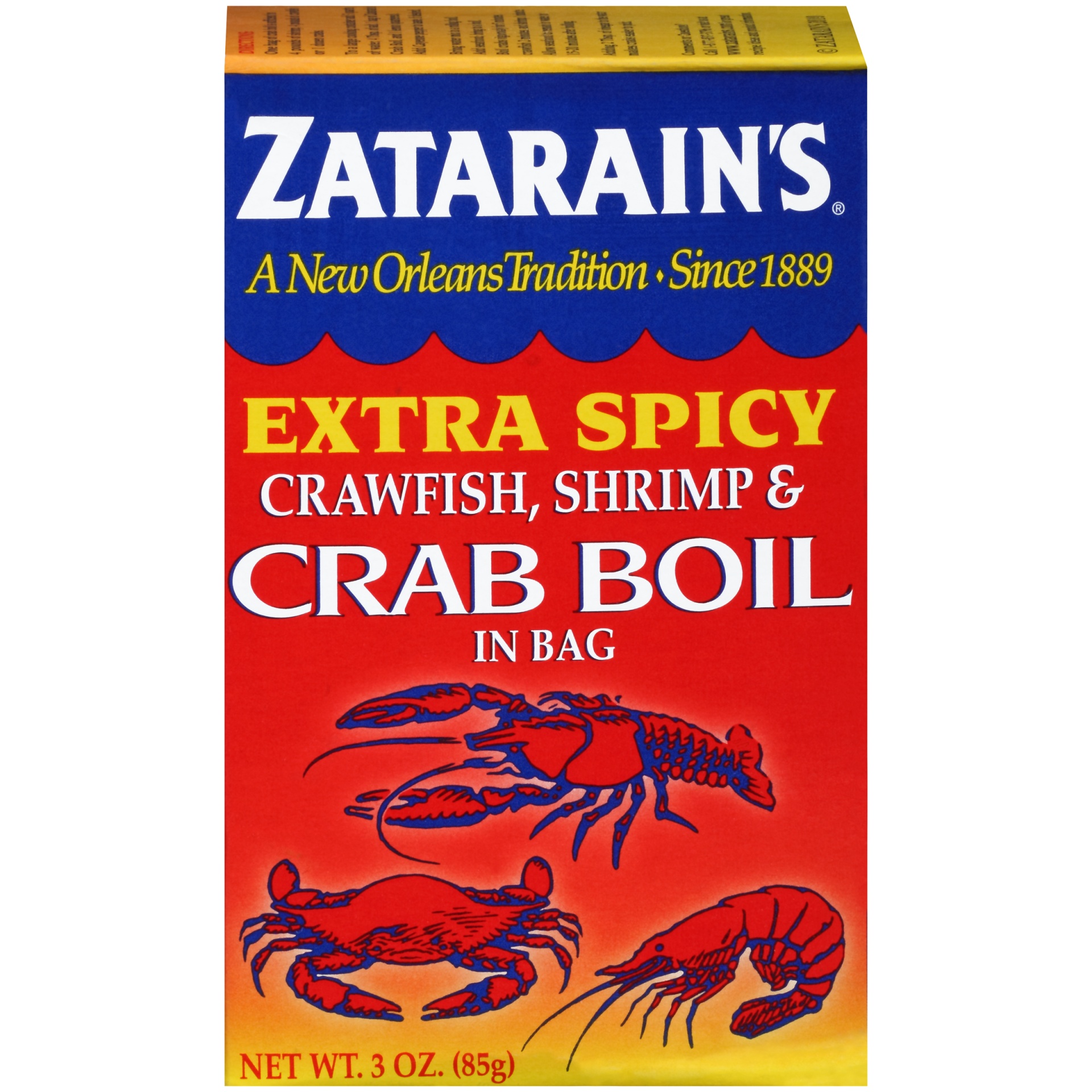 slide 1 of 1, Zatarain's Crawfish Shrimp & Crab Boil Extra Spicy Seasoning In Bag, 3 oz