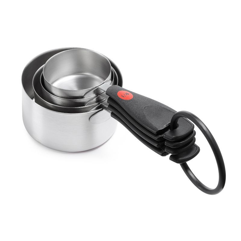 slide 4 of 7, OXO Stainless Steel Measuring Cups: 5-Piece Set, Dishwasher-Safe, Black, Lifetime Warranty, 1 ct