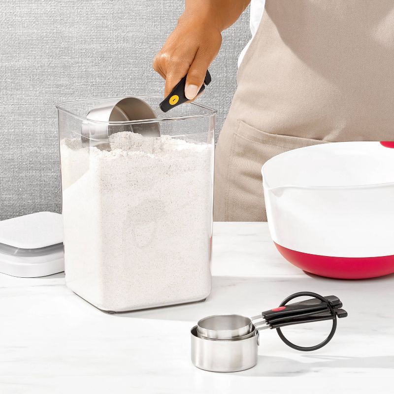 slide 7 of 7, OXO Stainless Steel Measuring Cups: 5-Piece Set, Dishwasher-Safe, Black, Lifetime Warranty, 1 ct