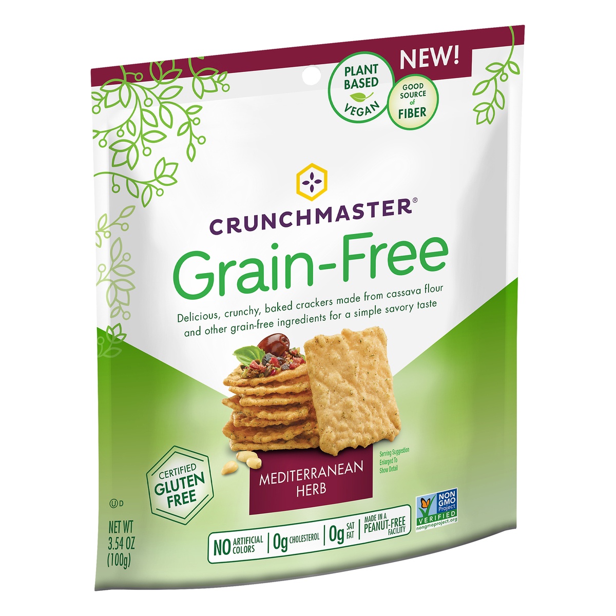 slide 2 of 7, Crunchmaster Grain Free Mediterranean Herb Crackers, 3.54 oz