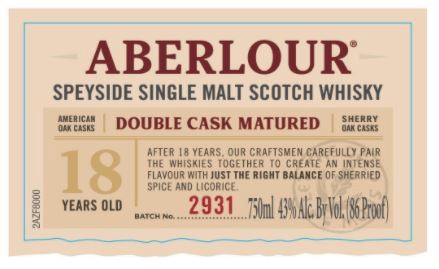 slide 4 of 7, Aberlour Single Malt Scotch Whisky 18 Year Old Double Cask Matured 750mL, 86 Proof, 