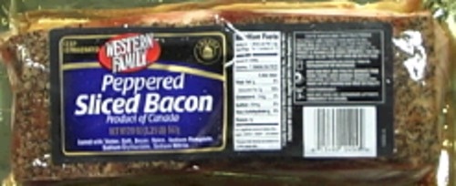 slide 1 of 1, Western Family Peppered Sliced Bacon, 20 oz