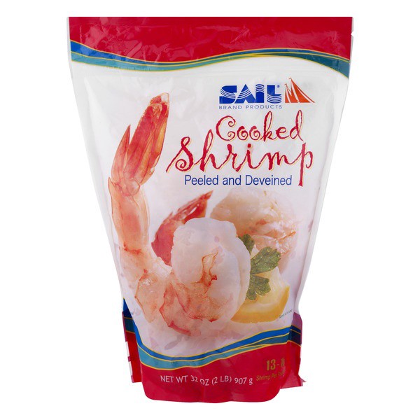 slide 1 of 1, Sail Farm Raised Cooked Peel & Deveined Shrimp 31-15 ct per lb Frozen, 15 ct; 32 oz; per lb