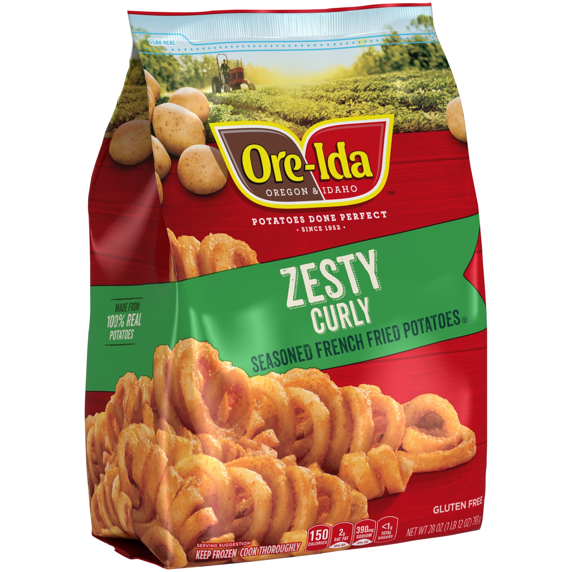 slide 4 of 8, Ore-Ida Zesty Curly Seasoned French Fries Fried Frozen Potatoes, 28 oz