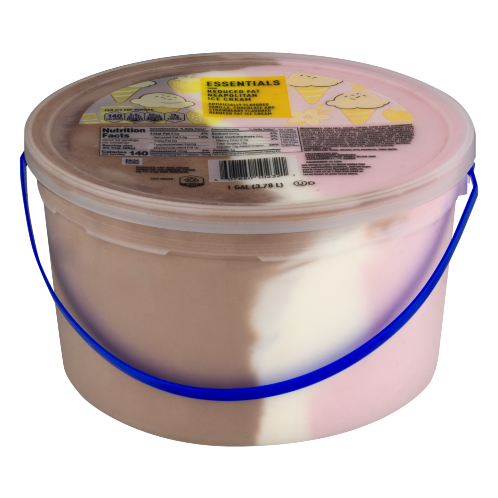 slide 1 of 1, Essentials Reduced Fat Ice Cream - Neapolitan, 1 gal