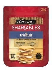 Sargento Shareables White Cheddar & Gouda Sliced Cheese with Triscuit Original Crackers, 6 oz