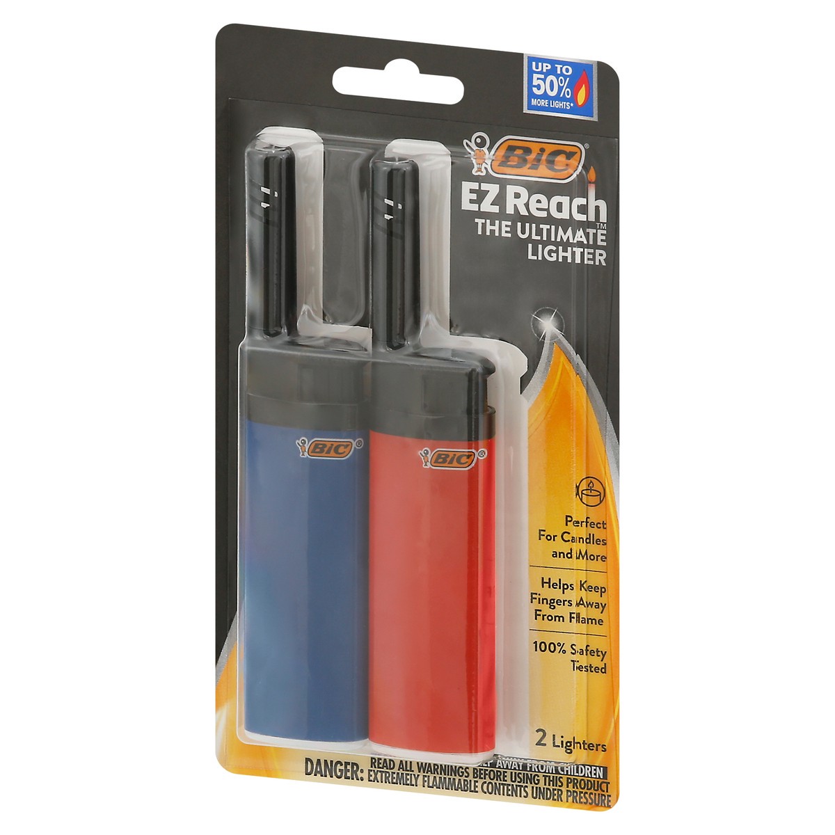 slide 3 of 4, BIC EZ Reach Lighter 2 ea, 2 ct