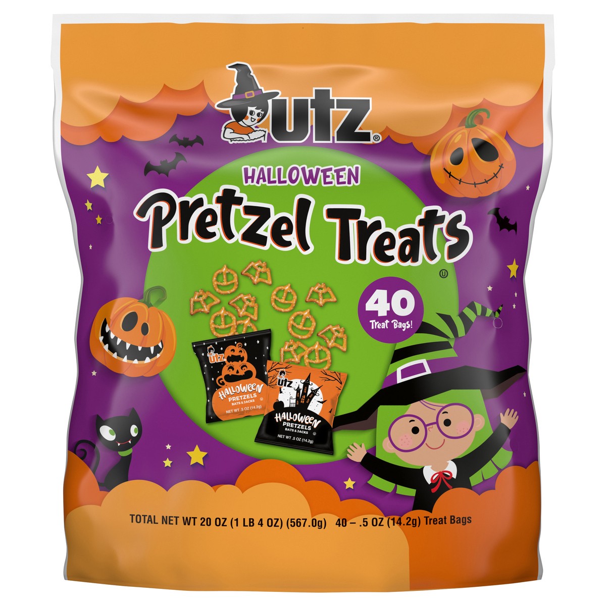 slide 1 of 11, UTZ® Halloween pretzel treats, 40 ct., 20 oz