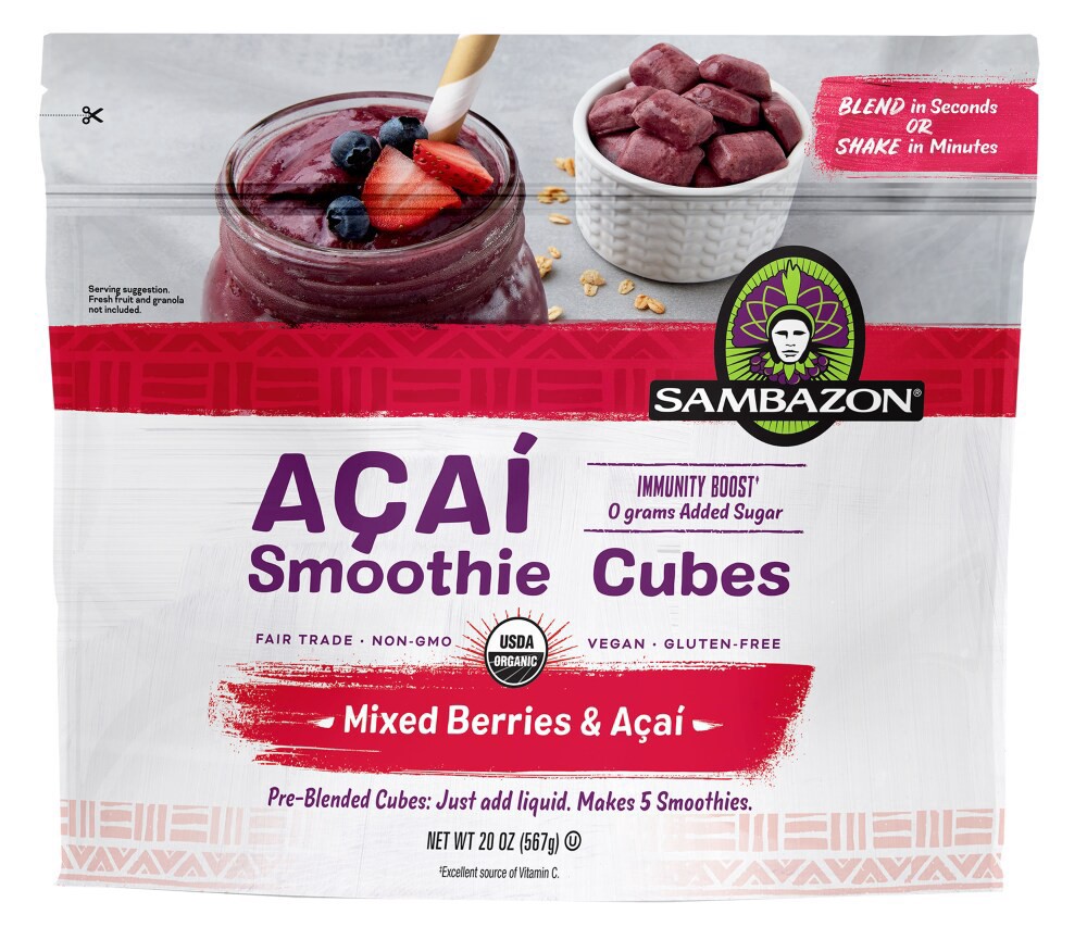 slide 2 of 2, Sambazon Mixed Berries & Acai Smoothie Cubes, 20 oz