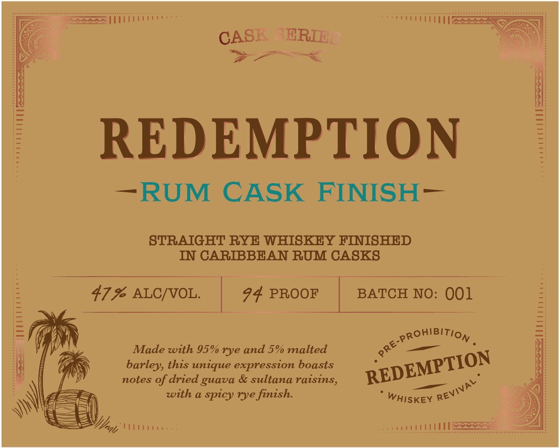 slide 2 of 4, Redemption Cask Series Rum Cask Finish Rye Whiskey 750 ml, 750 ml