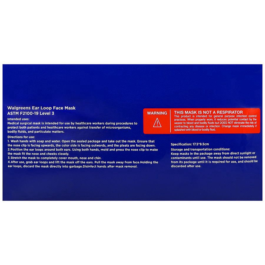 slide 5 of 5, Walgreens Ear Loop Face Masks 0, 0, 0, 50 ct