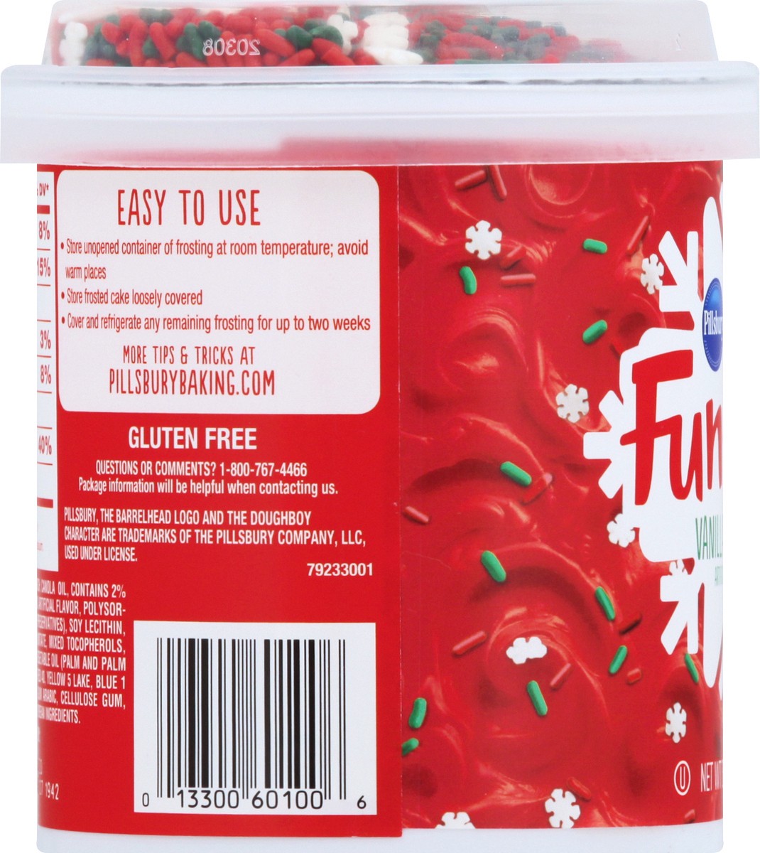 slide 7 of 8, Pillsbury Funfetti Holiday Red Vanilla Frosting, 15.6 Oz Tub, 15.6 oz