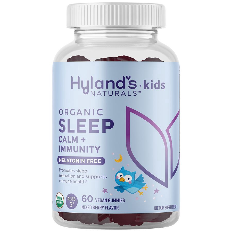 slide 1 of 3, Hyland's Naturals Kids Organic Calm + Immunity Mixed Berry Flavor Sleep 60 Vegan Gummies, 60 ct