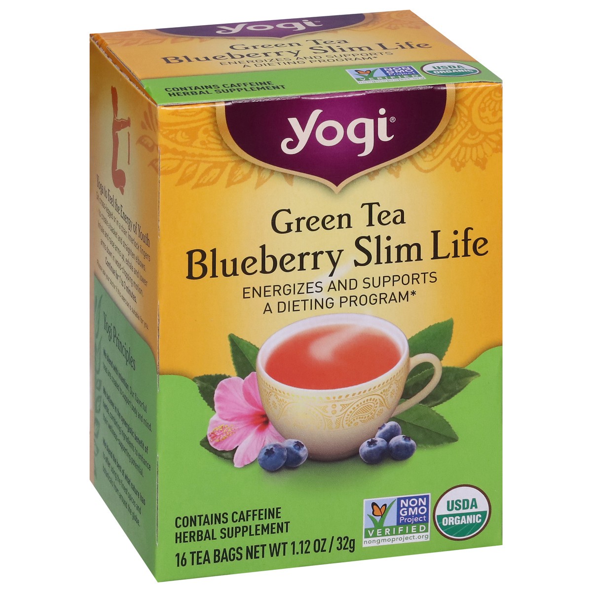 slide 4 of 9, Yogi Tea Bags Blueberry Slim Life Green Tea 16 Tea Bags, 16 ct