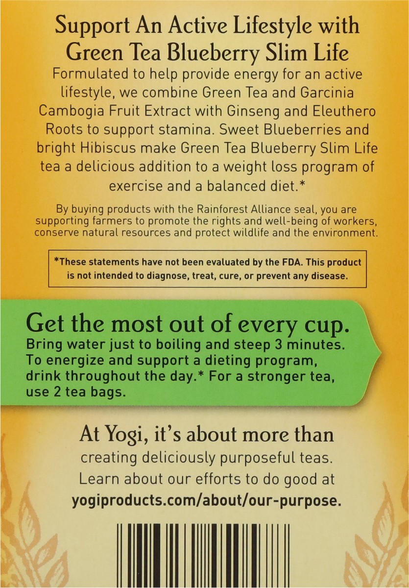 slide 2 of 9, Yogi Tea Bags Blueberry Slim Life Green Tea 16 Tea Bags, 16 ct
