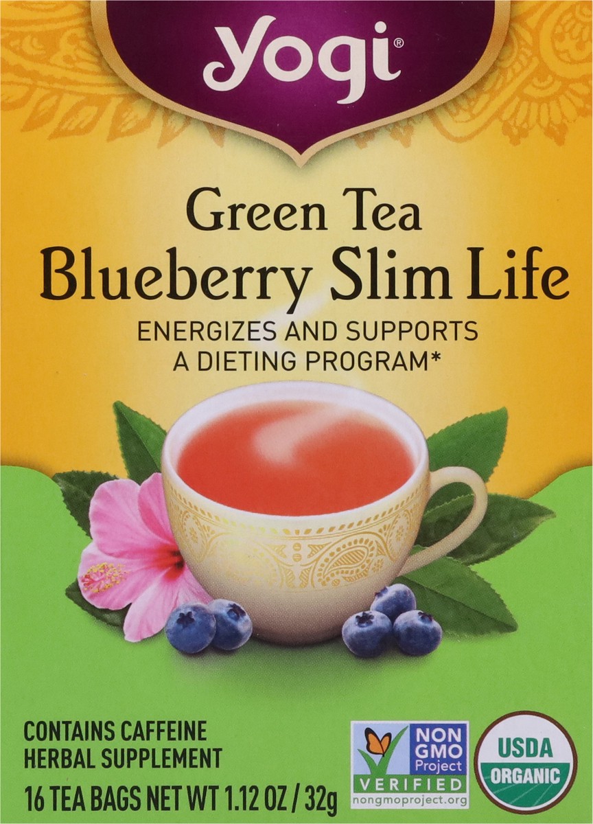 slide 9 of 9, Yogi Tea Bags Blueberry Slim Life Green Tea 16 Tea Bags, 16 ct
