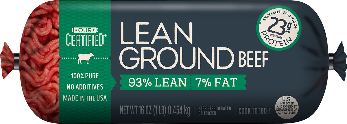 slide 1 of 5, Our Certified 93% Fat/7% Lean Lean Ground Beef 16 oz, 16 oz