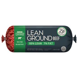 Our Certified 93% Lean / 7% Fat, Lean Ground Beef Roll, 1 lb.