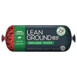 Our Certified 93% Lean / 7% Fat, Lean Ground Beef Roll, 1 lb.