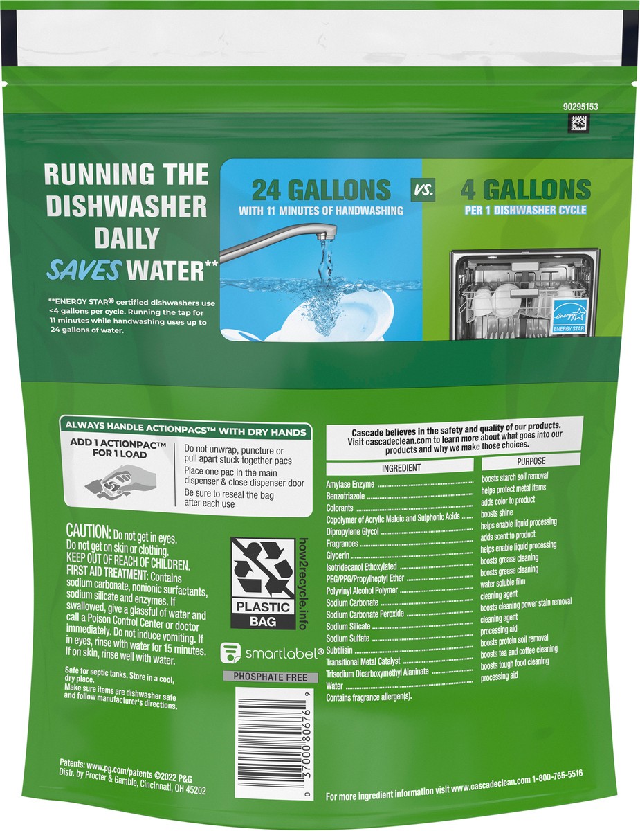 slide 3 of 3, Cascade ActionPacs, Dishwasher Detergent, Fresh Scent, 37 ct