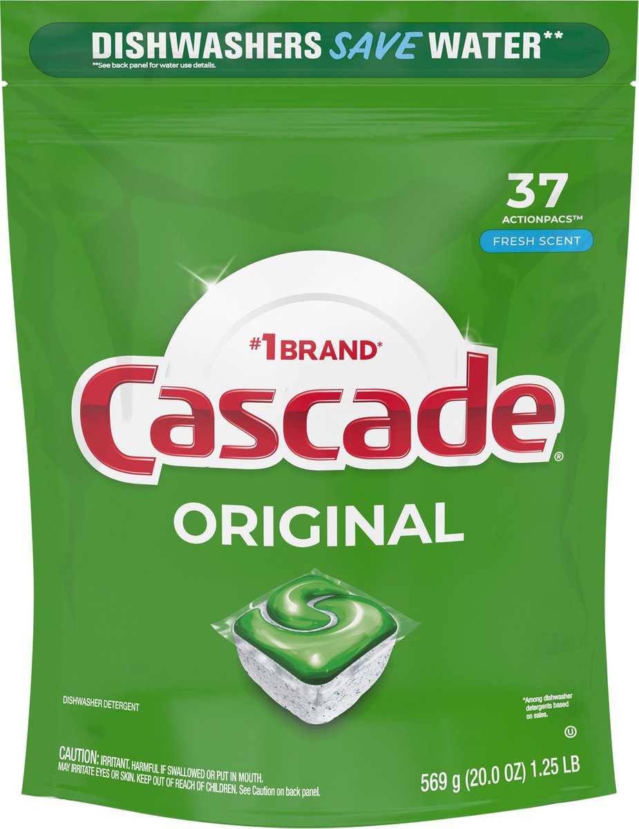 slide 2 of 3, Cascade ActionPacs, Dishwasher Detergent, Fresh Scent, 37 ct