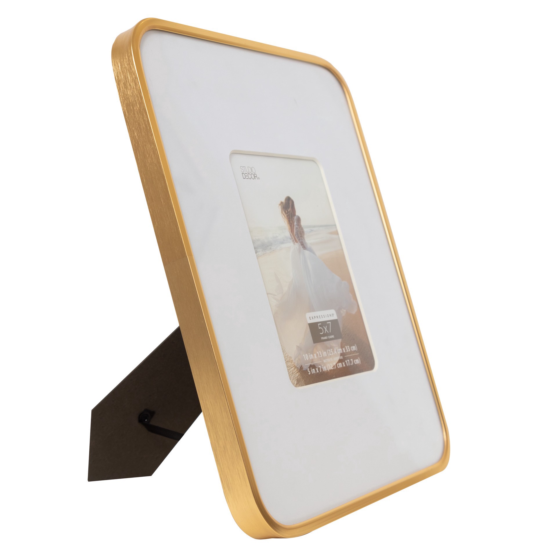 slide 3 of 4, Expressions Gold Round Corner Aluminum Frame With Mat By Studio Decor, 5 in x 7 in mat
