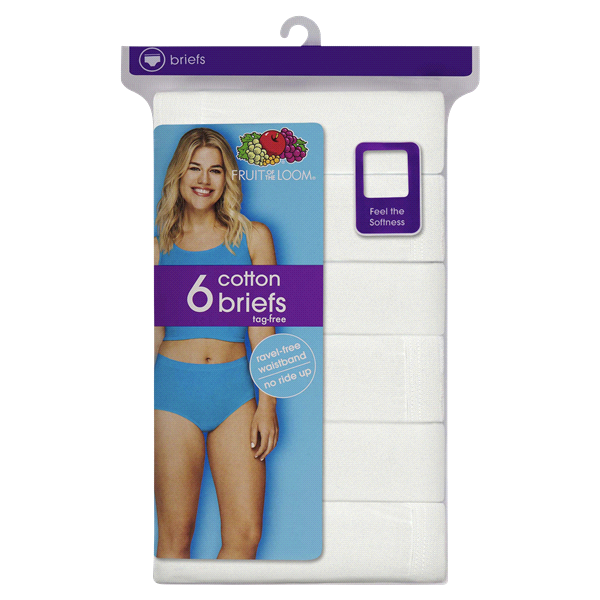 Fruit of the Loom FOL COTTON BRIEF 6DBRIW2 WHITE 8 6 ct
