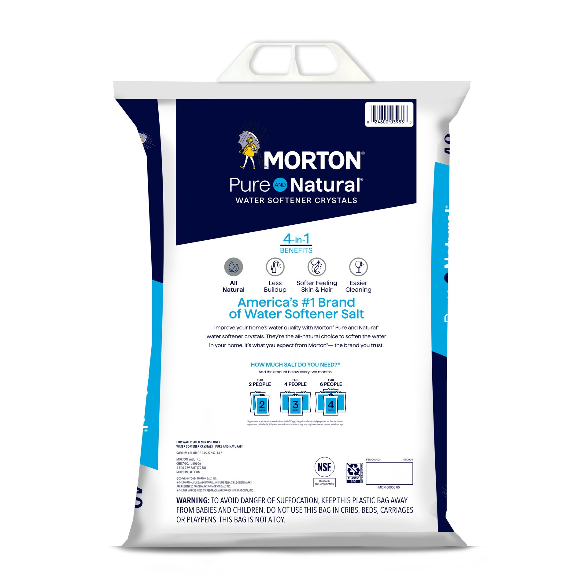 slide 6 of 6, Morton 40-lb Water Softener Salt Solar crystals, 1 ct
