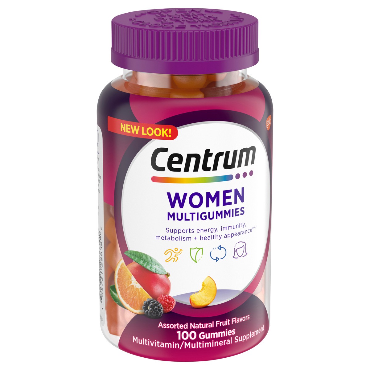 slide 8 of 9, Centrum MultiGummies Gummy Multivitamin for Women, MultivitaminMultimineral Supplement with Vitamin D3, B Vitamins and Antioxidants, Assorted Fruit Flavor - 100 Count, 100 ct