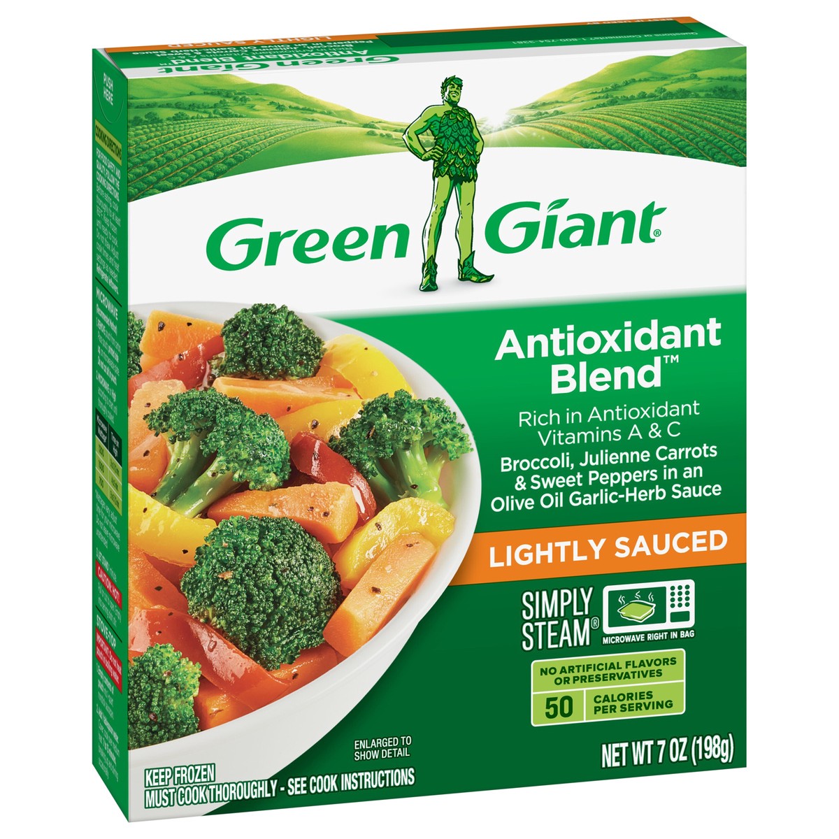 slide 2 of 9, Green Giant Simply Steam Antioxidant Blend, Lightly Sauced Frozen Vegetables, 7 OZ, 7 oz
