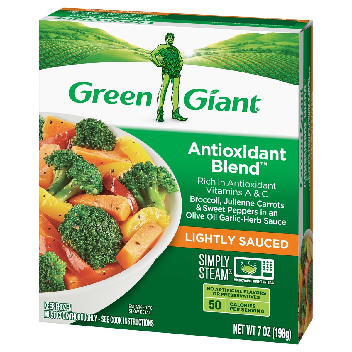 slide 3 of 9, Green Giant Simply Steam Antioxidant Blend, Lightly Sauced Frozen Vegetables, 7 OZ, 7 oz