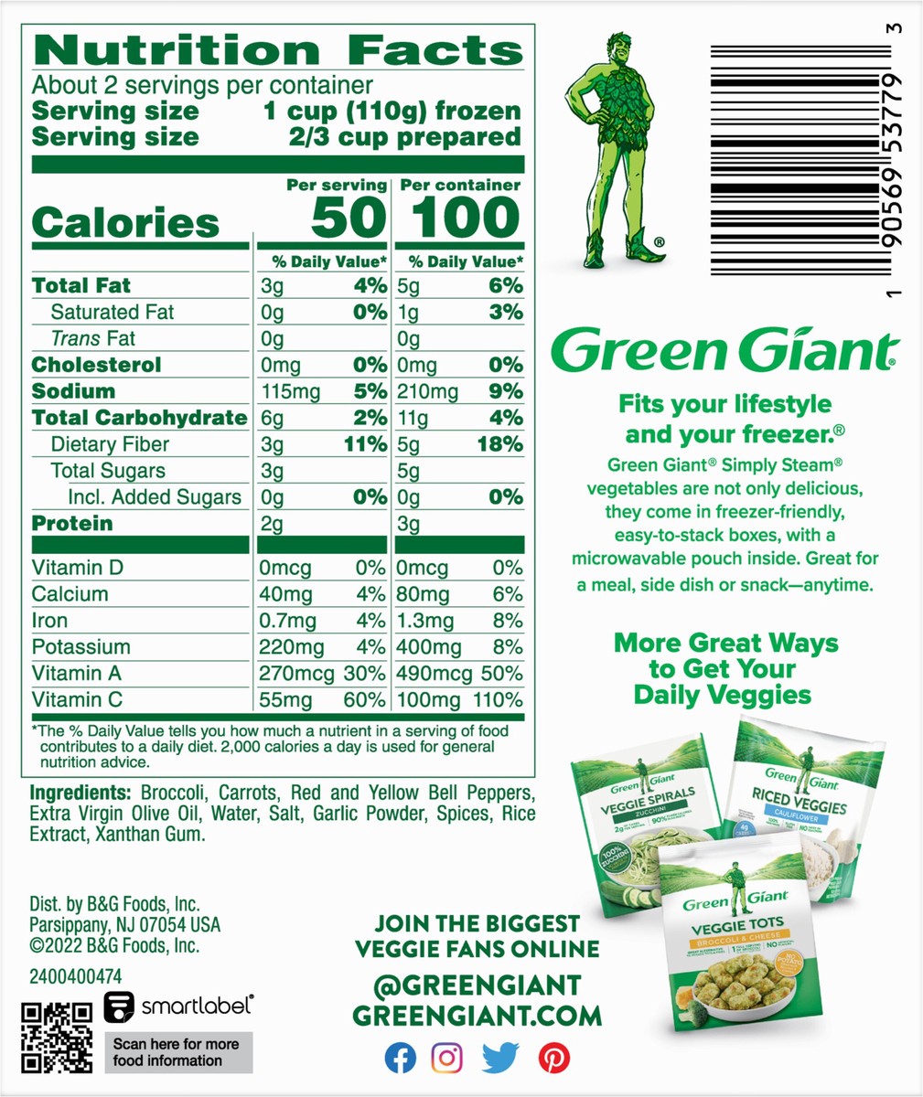 slide 4 of 9, Green Giant Simply Steam Antioxidant Blend, Lightly Sauced Frozen Vegetables, 7 OZ, 7 oz
