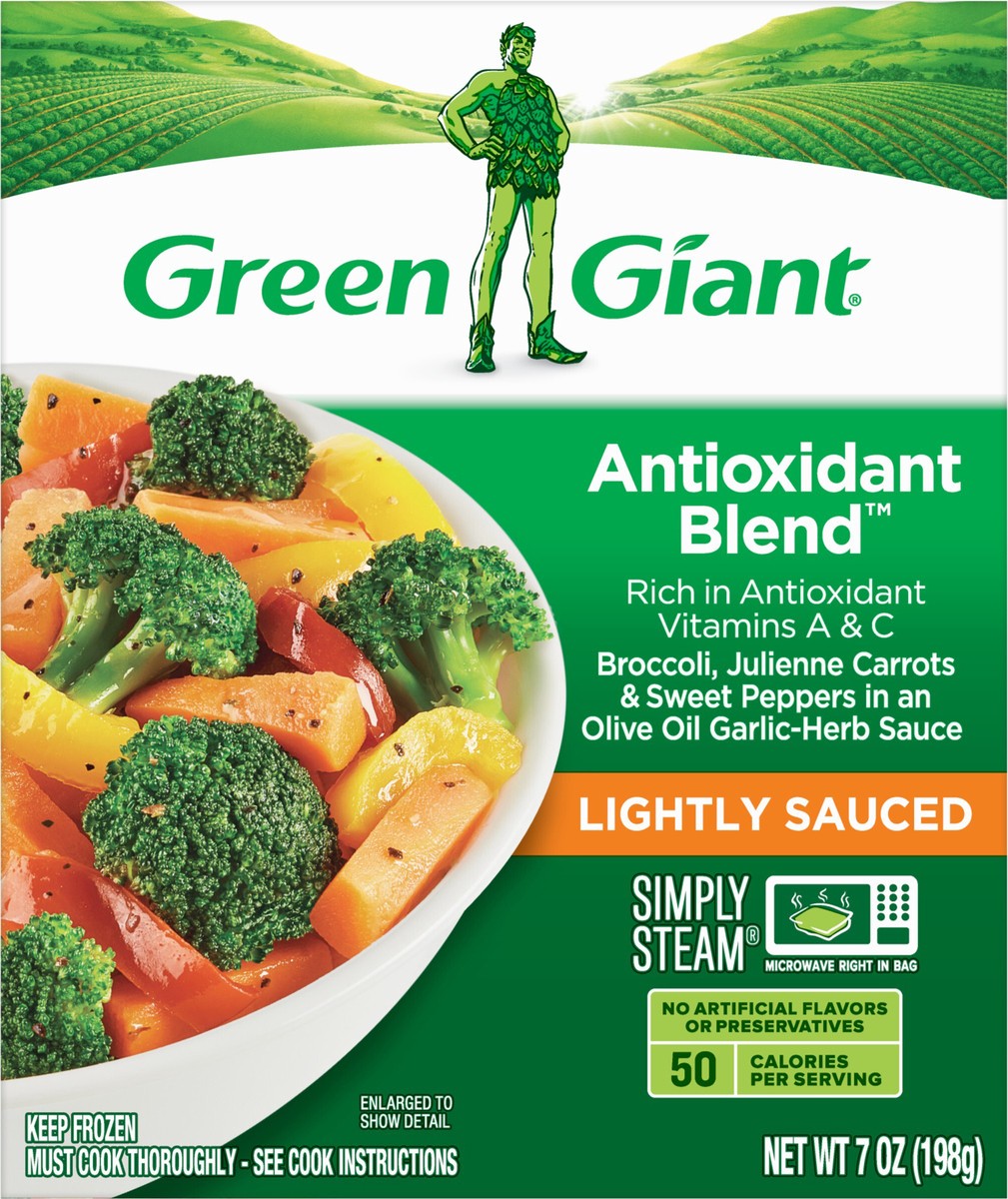 slide 8 of 9, Green Giant Simply Steam Antioxidant Blend, Lightly Sauced Frozen Vegetables, 7 OZ, 7 oz