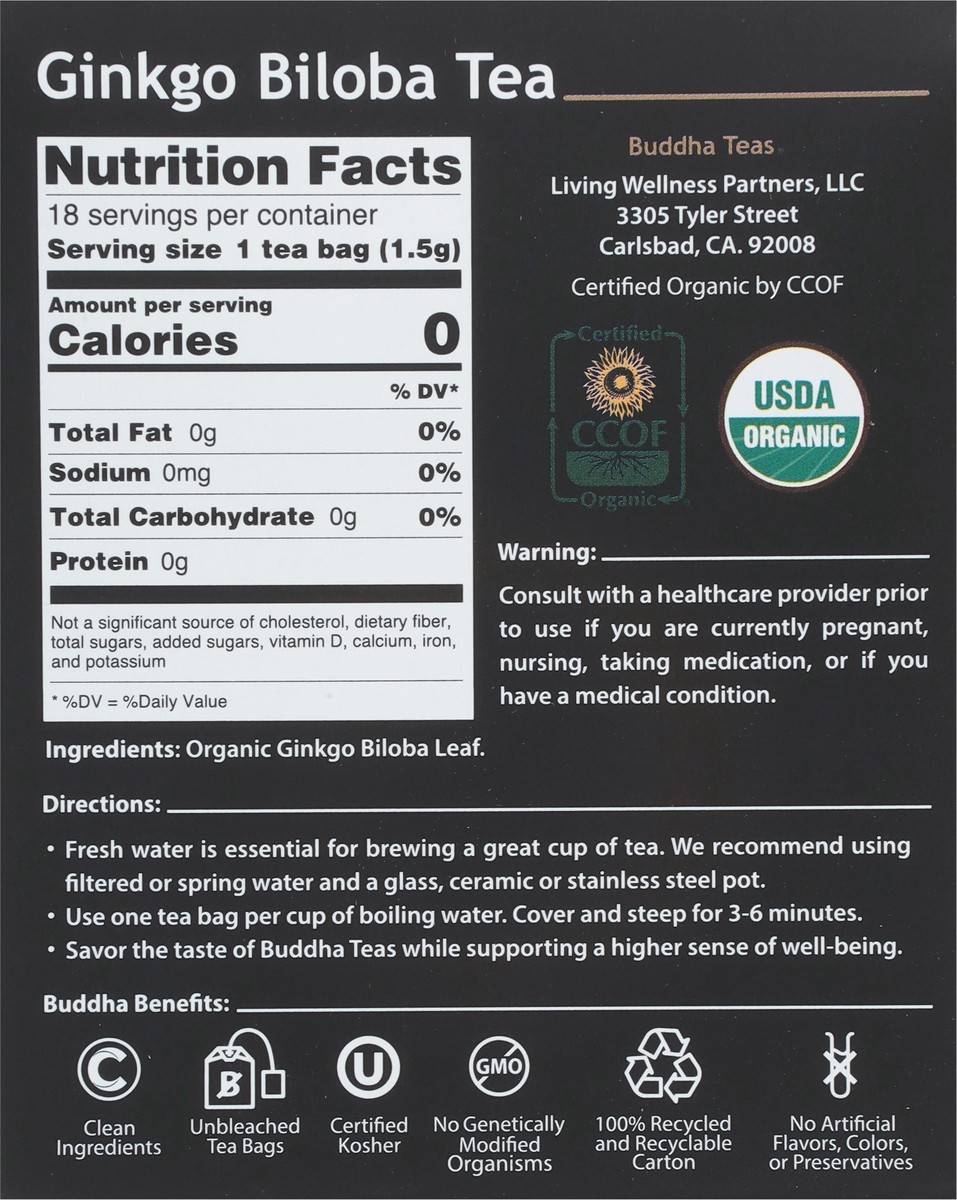slide 2 of 9, Buddha Teas Ginkgo Biloba Tea - 18 ct, 18 ct