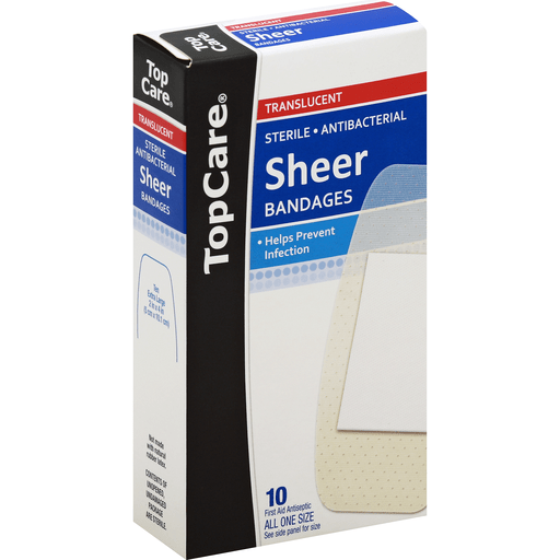 slide 3 of 3, TopCare Bandage Sheer Strip, 10 ct