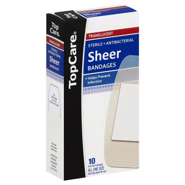 slide 1 of 3, TopCare Bandage Sheer Strip, 10 ct