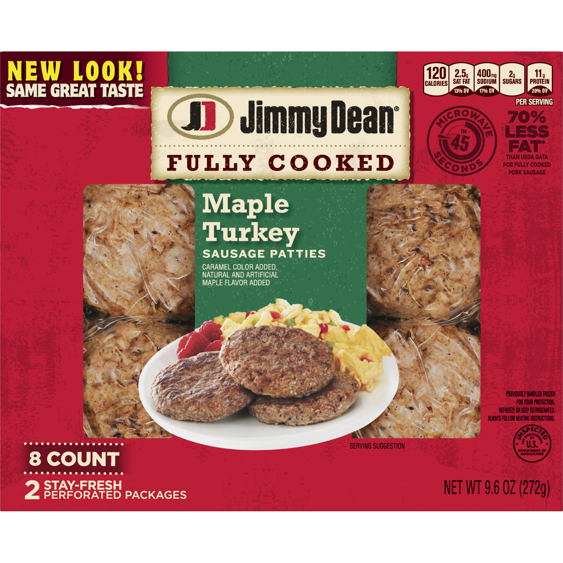 slide 1 of 6, Jimmy Dean Maple Turkey Sausage Patties, 9.6 oz