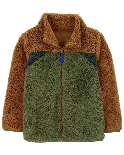 slide 1 of 2, Carters Kid Sherpa Fleece Zip-Up Jacket Brown 6, 1 ct