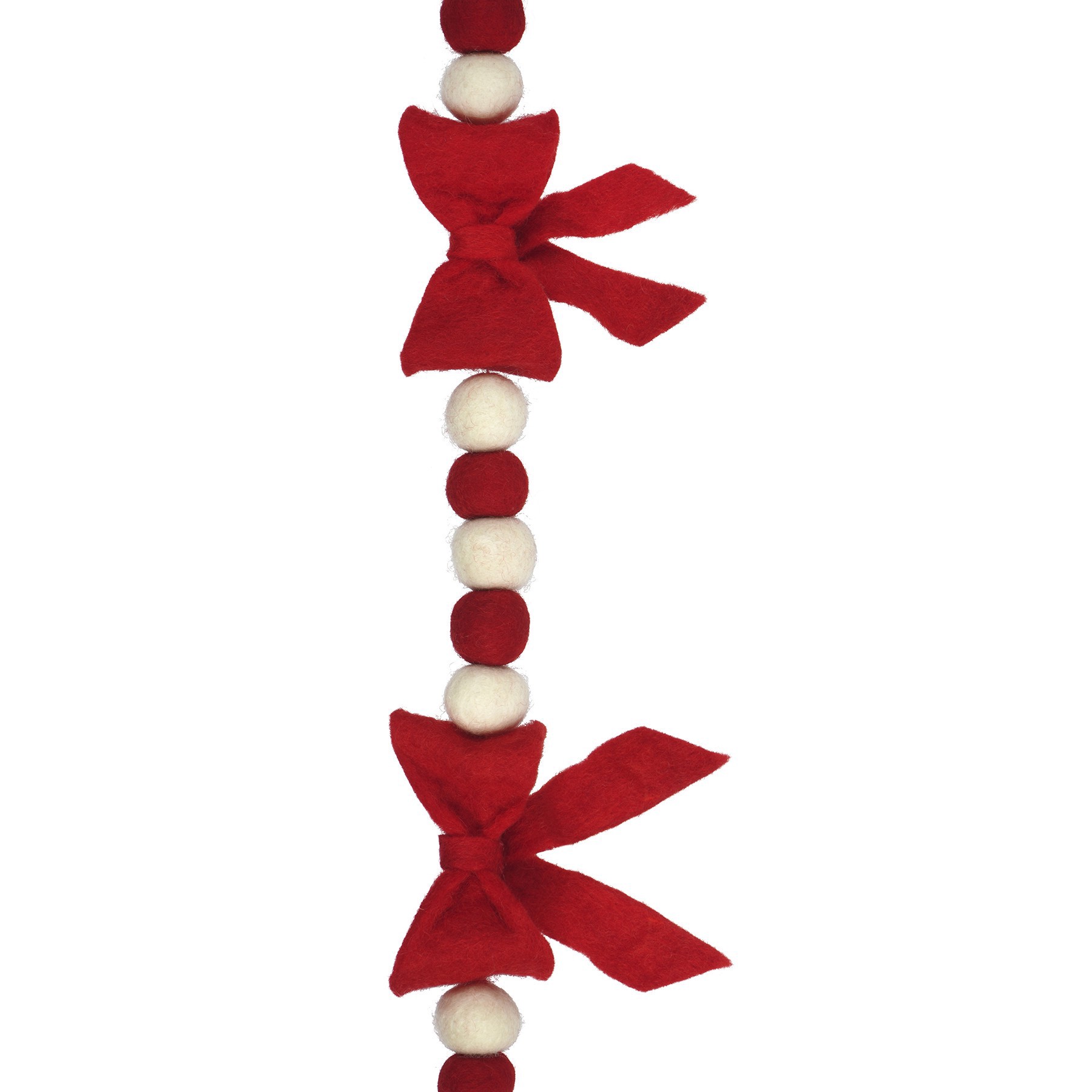 slide 2 of 2, 6ft. Red & White Pom Pom & Bow Garland By Ashland, 6 ft