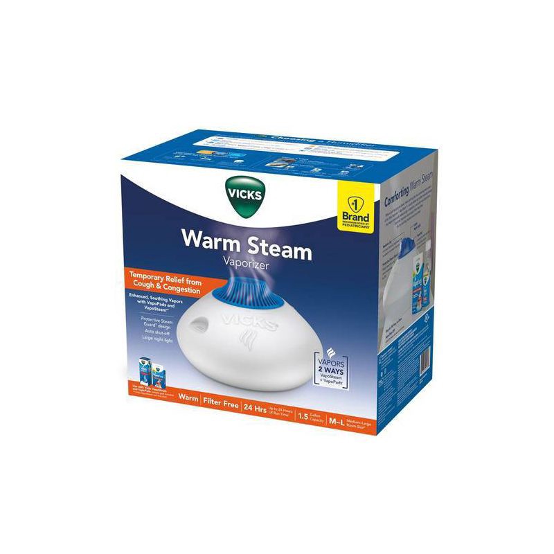 slide 12 of 12, Vicks Warm Steam Vaporizer Humidifier with Night Light - 1.5gal, 1.5 gal