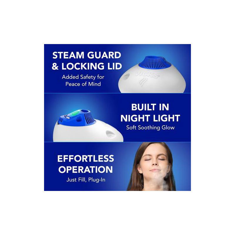 slide 6 of 12, Vicks Warm Steam Vaporizer Humidifier with Night Light - 1.5gal, 1.5 gal