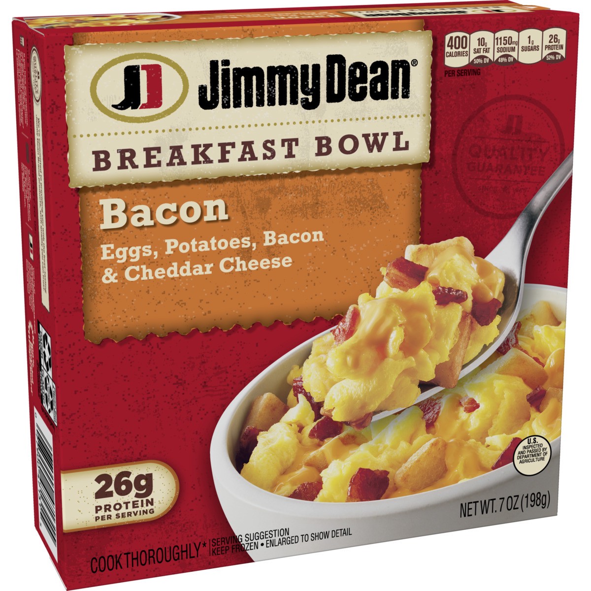 slide 3 of 9, Jimmy Dean Breakfast Bowl, Bacon, Frozen, 7 oz Bowl, 198.45 g