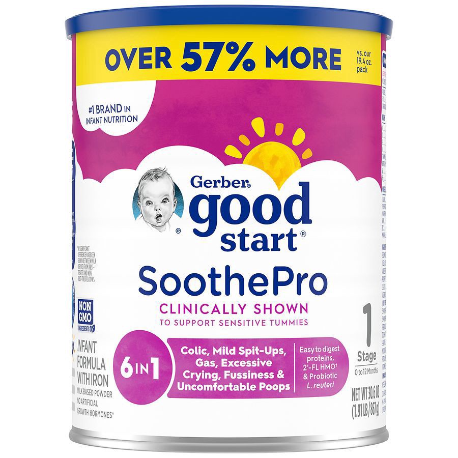 slide 1 of 1, Gerber Good Start SoothePro Baby Formula Powder, for Sensitive Tummies, with Probiotics, Non-GMO, 30.6 oz