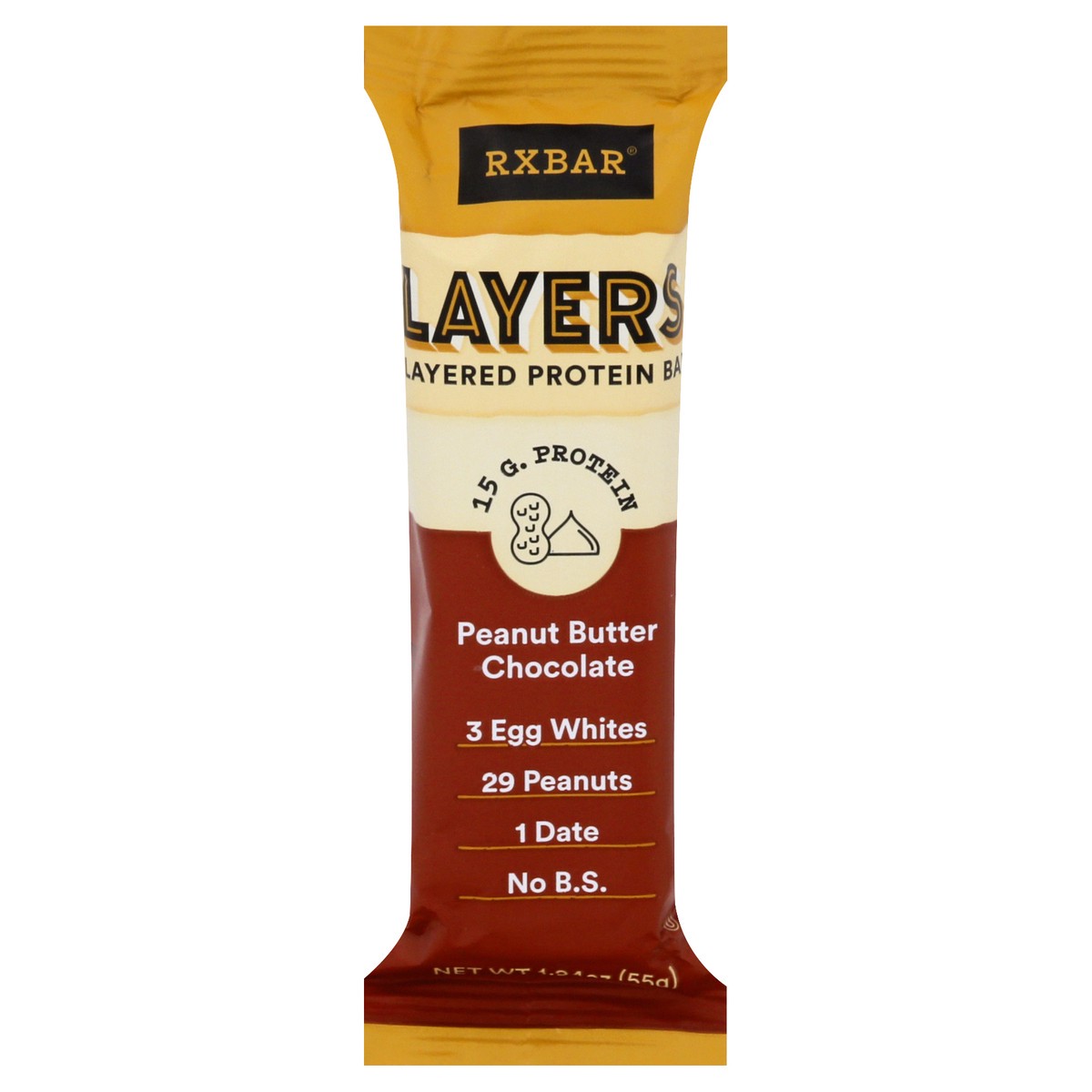 slide 1 of 9, RXBAR Layers Layered Protein Bar, Peanut Butter Chocolate, 1.94 oz, 1.94 oz