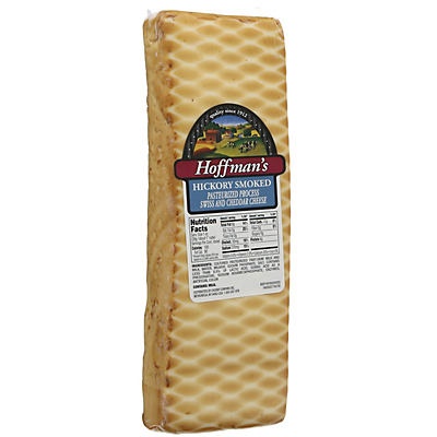 slide 1 of 1, Hoffman's Hickory Smoked Swiss and Cheddar Cheese, per lb